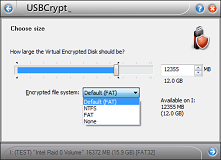 Selecting a file system format for the encrypted drive